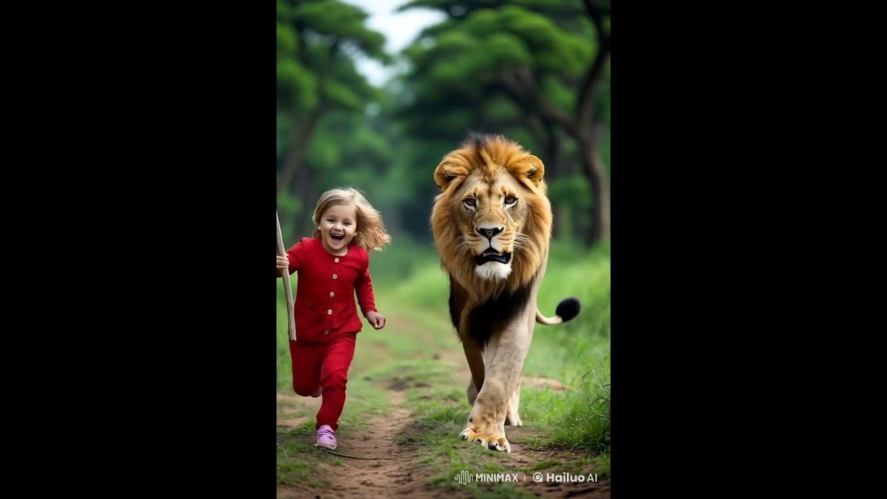 Cute baby and lion king #soundeffects #lion #roar #sound #nature