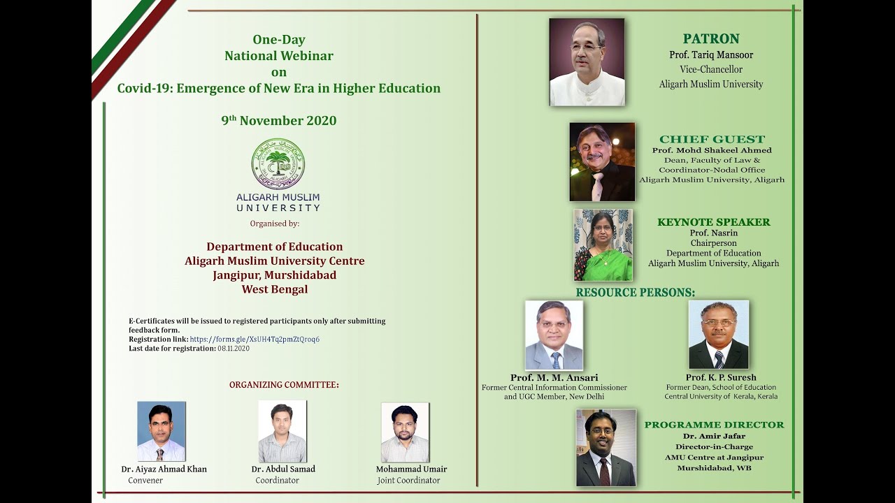 One Day National Webinar on "COVID-19: Emergence of New Era in Higher ...