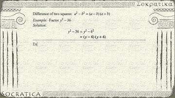 Algebra: Factoring: The Difference of Two Squares