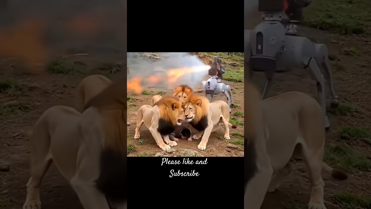 robot saves boy with wild animals 