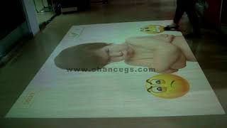 3D Interactive Floor - Funny Face