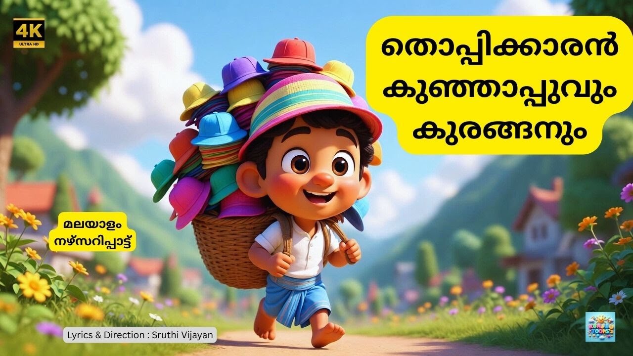 തൊപ്പിക്കാരൻ കുഞ്ഞാപ്പു 🧢🐒 | മലയാളം കുട്ടികളുടെ പാട്ട് | Thoppikaran Kunjappu Malayalam Kids Song