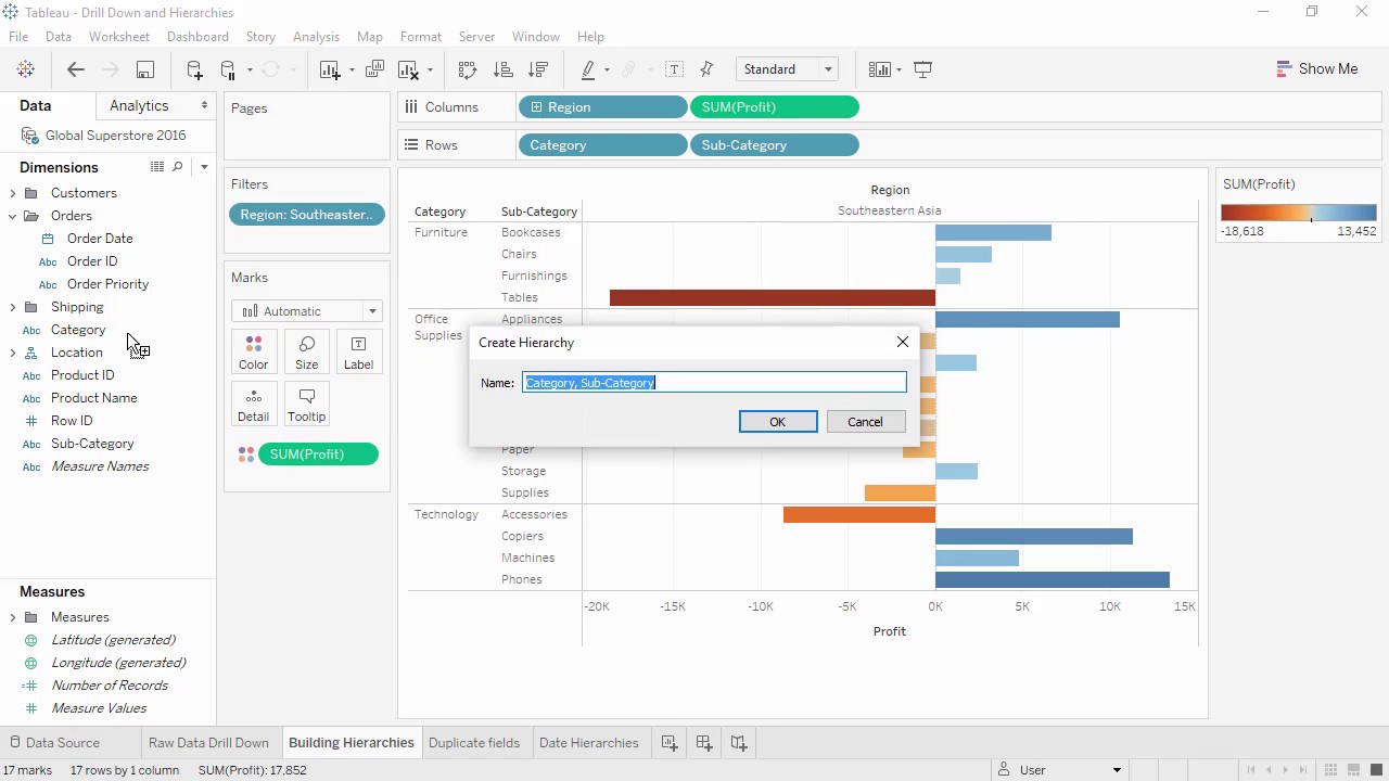 Tableau Drill Down Bar Chart