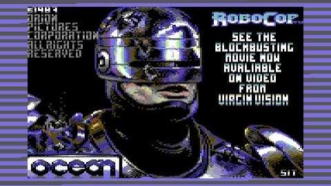 Commodore 64 C64 game Robocop loading screen and music from tape.