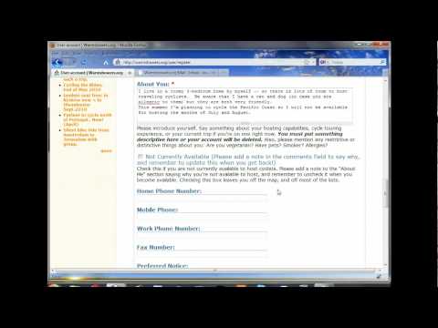 How to create an account on Warmshowers.org