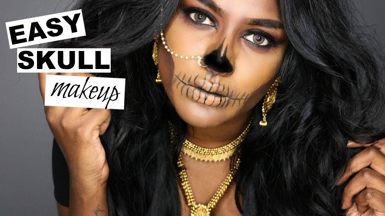 EASY HALLOWEEN SKULL MAKEUP TUTORIAL 2017 INDIAN TAMIL INSPIRED