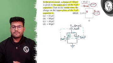 In the given circuit, a charge of \( +80 \mu \mathrm{C}+80 \mu \mat...