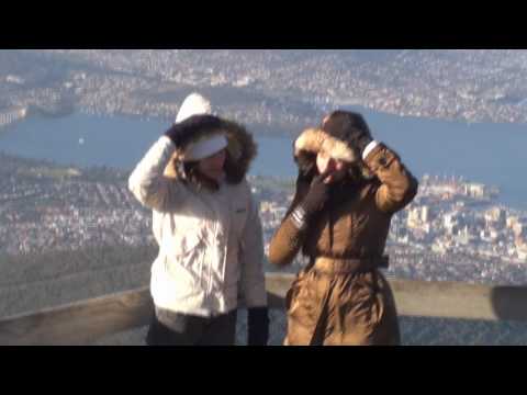 My daughter, her friend and I went to Mount Wellington looking for snow and we found just a little. Mt Wellington is a mountain with a 1271 meters (4071 Feet) peak which is 22 Km from Hobart. An enclosed lookout very near the summit provides awesome views to the city. Music by Kevin MacLeod incompetech.com