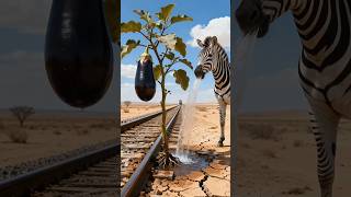 Zebra Helps The Brinjal Tree Survive By Watering It