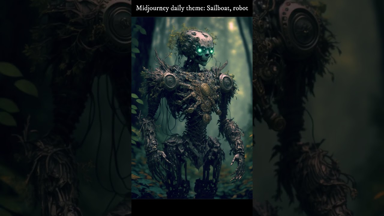 Shorts - Midjourney AI image synthesis daily theme: Sailboat, robot