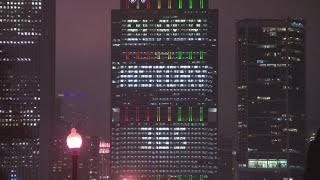 Blue Cross Blue Shield Building lit up for Black History Month