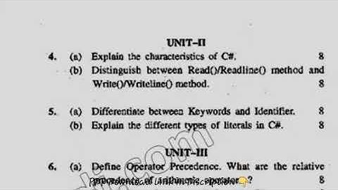 BCA 6th Sem Introduction to dot Net Question Paper