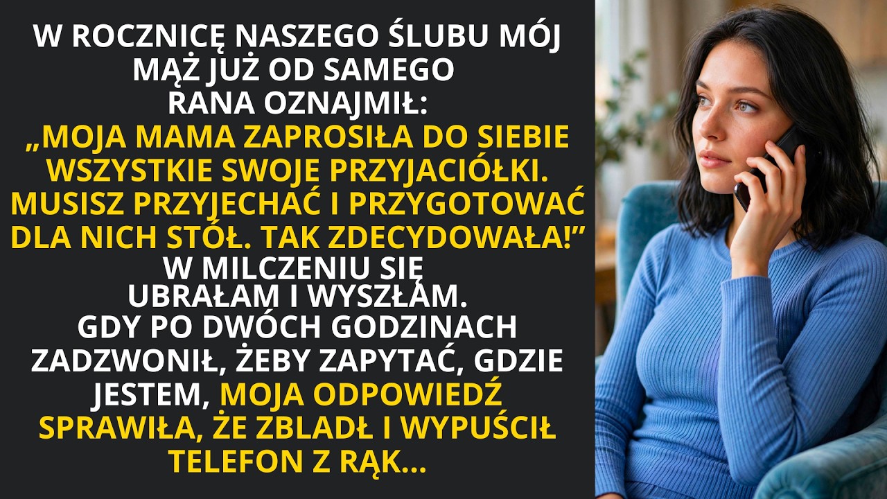 Stałam w przedpokoju w nowej sukience, z prezentem na siódmą rocznicę ślubu w dłoni, kiedy Michał powiedział: „Mama potrzebuje pomocy w kuchni, pójdziemy jutro”. Wiedziałam, że to nie pierwszy...
