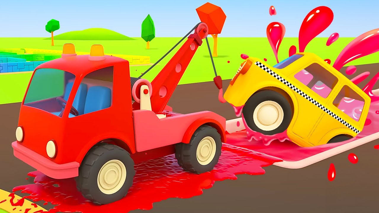 The gray tow trucks turn colorful and go into town to help street vehicles, along with Helper cars.