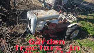Garden tractors forgotten abandoned Time for a clean up
