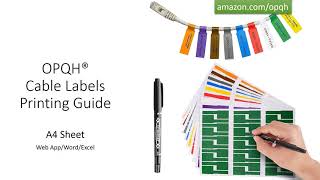 OPQH Cable Labels Printing Guide, A4 Sheet
