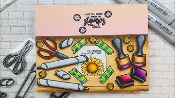 Stamping Friends by Create a Smile/One Layer Card/Copic Coloring