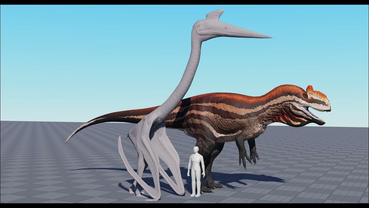 Prior extinction development new dino in the works and Quetzalcoatlus Size comparison new model
