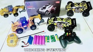 Remote Control truck excavator vs R/C car 2.4Ghz Unboxing &Testing