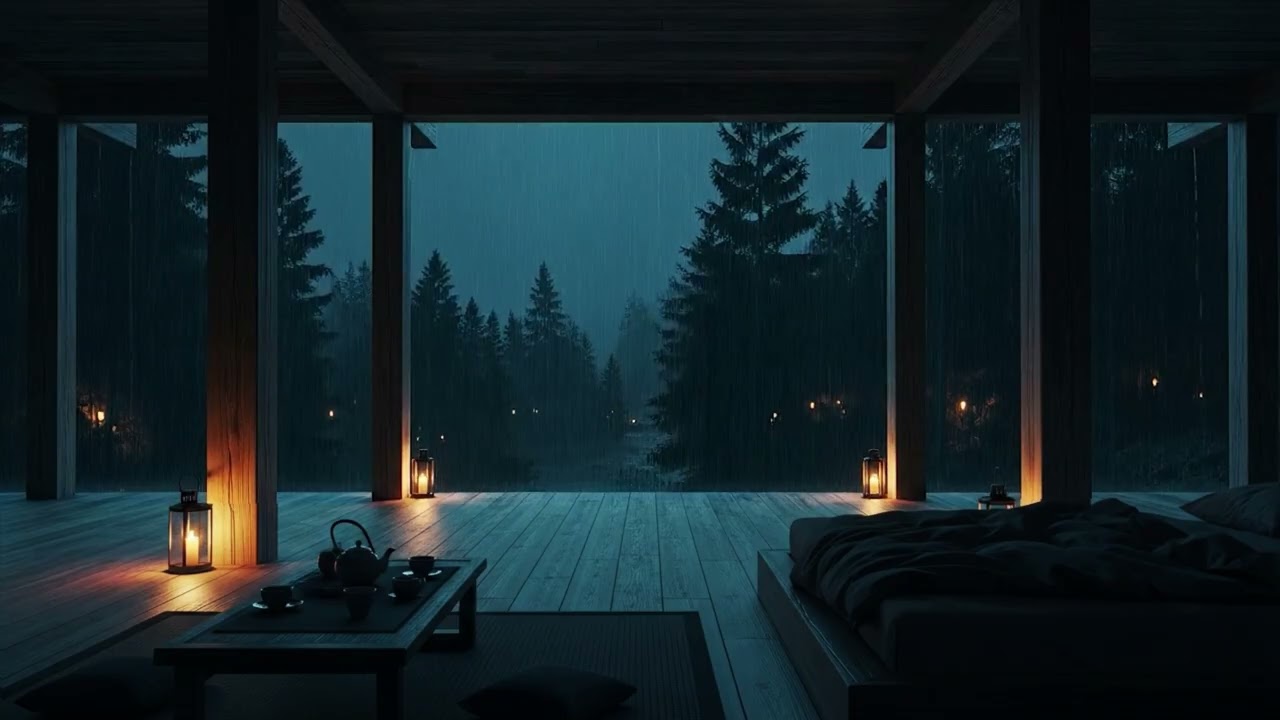 Rainy Forest Retreat 🌧 | Lantern Lit Wooden Room for Deep Sleep & Calm