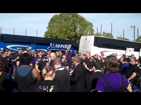 Chancellor John W. Bardo speaks to band after Rose...