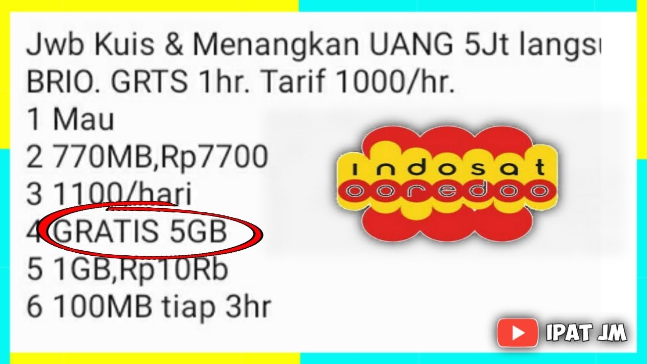 kode dial paket murah indosat - KUOTA GRATIS 5 GB - YouTube