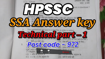 Sub station attendent 972 answer key | SSA answer key | hpssc 972 answer key #hpssc #lineman #ssa