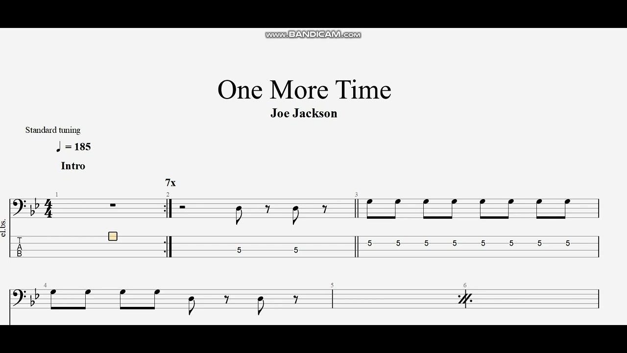 Joe Jackson One More Time (bass tab) YouTube
