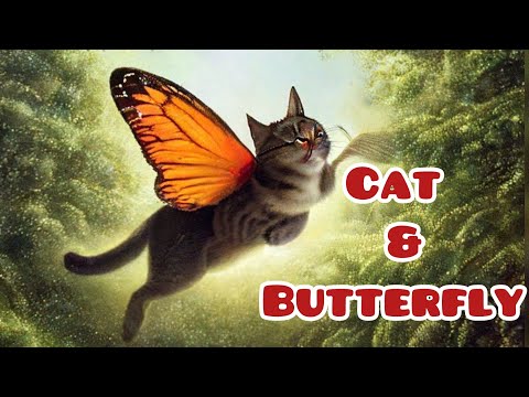Cat and Butterfly. Cat Videos. Кошка и бабочка. Видео с котиками😻