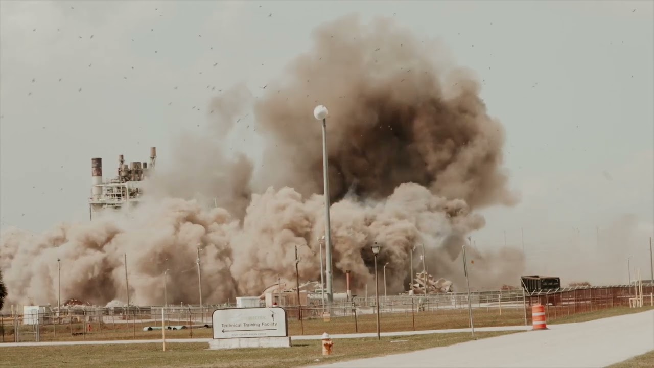 Drone video of C.D. McIntosh Jr.Power Plant, Unit 3 implosion
