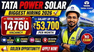  Tata Power Solar Secret Hiring Update 2026  Salary 53700  Iti Diploma Btech 