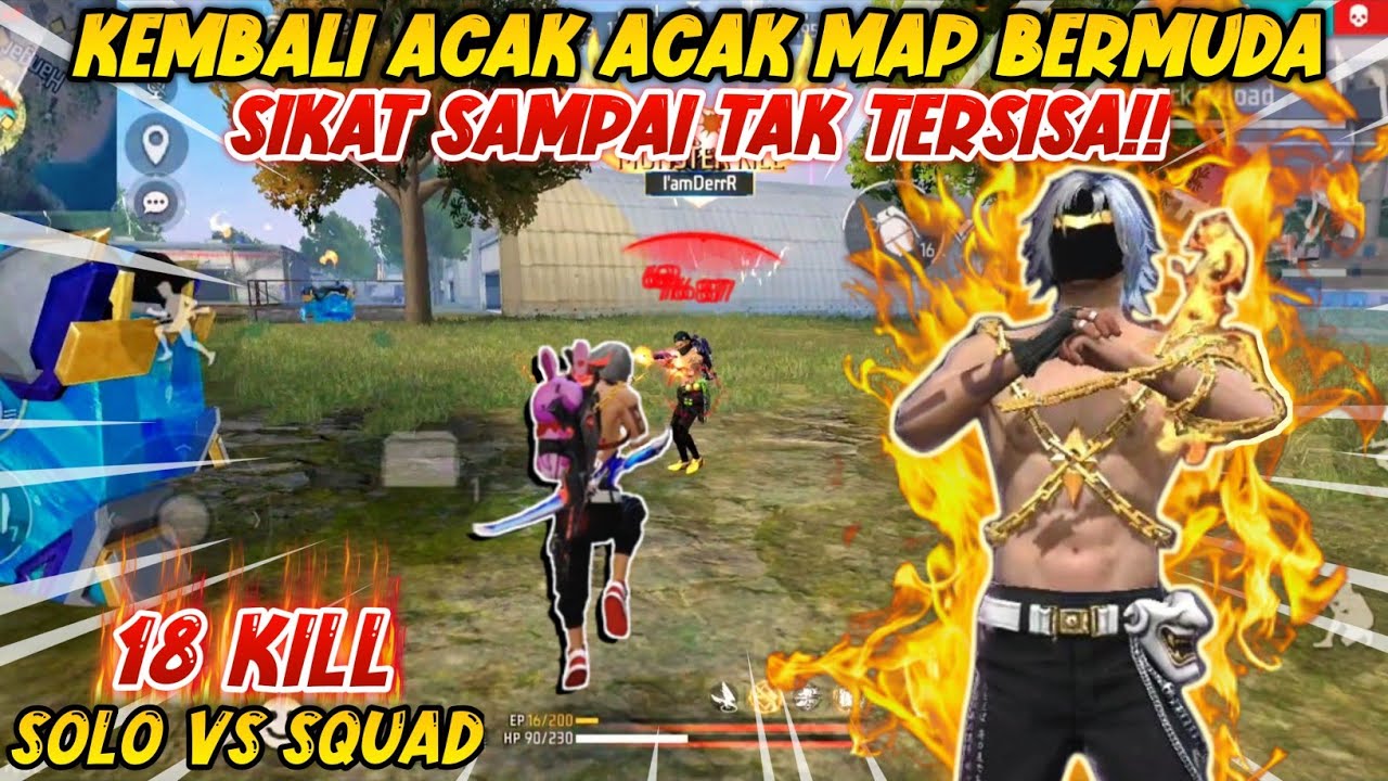 SOLO VS SQUAD KEMBALI ACAK ACAK MAP BERMUDA DI BUAT TAK TERSISA 18 KILL ...