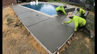 ~Pool Deck~Set-Up/Pour and Finish.        Hot day=Hot Concrete