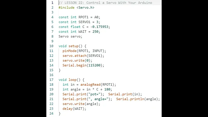 LESSON 22: Control a Servo With Your Arduino: