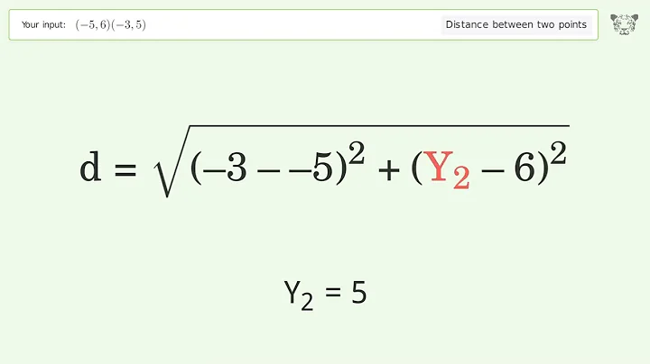 Find the distance between two points p1 (-5,6) and p2 (-3,5): Step-by-Step Video Solution