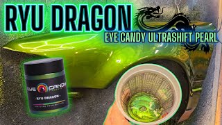 RYU DRAGON ULTRASHIFT EYE CANDY PIGMENT OVER GLOSS BLACK RUSTOLEUM SPRAY PAINT