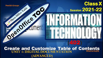 UNIT 1: DIGITAL DOCUMENTATION (Adv) |  Create and customize table of contents | IT (402) for 10th