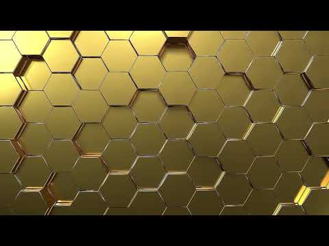 Golden hexagon honeycomb movement background gold abstract art and geometric concept full hd motion