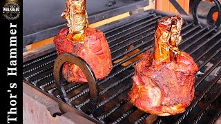 BBQ Thor's hammer with bone marrow | Smoked beef shanks | Beef roast recipes | BBQ Beef shin |