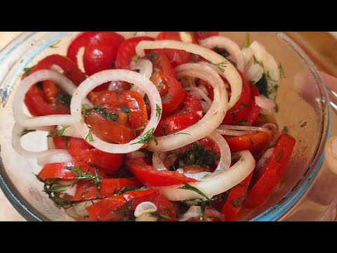 Закуска из Помидоров, Луком и Чесноком. Разлетается мгновенно! Tomato appetizer.