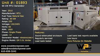 60 kW MTU Natural Gas Generator