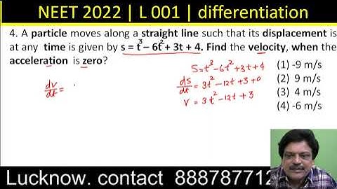 A particle moves along a straight line such that its displacement is at any time is given by