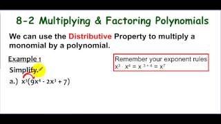 8-2 Example 1 Multiplying a Monomial and a Polynomial