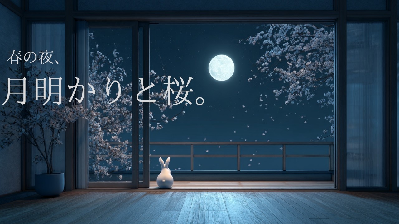 【夜の癒しBGM】一日の終わりに。月明かりと桜。Gentle Acoustic Guitar Lo-Fi for Sleep 🌙