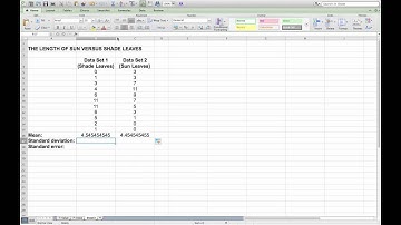 Calculating mean, standard deviation and standard error in Microsoft Excel