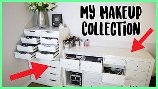 MY MAKEUP COLLECTION!! Organized, Decluttered + Storage Ideas!