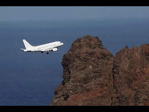 Titan Airways Airbus A318 landing at St Helena Airport