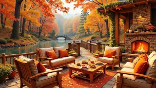 Cozy Autumn Morning by the Lake 🍂 Relaxing Piano & Fireplace for Study, Focus & Calm
