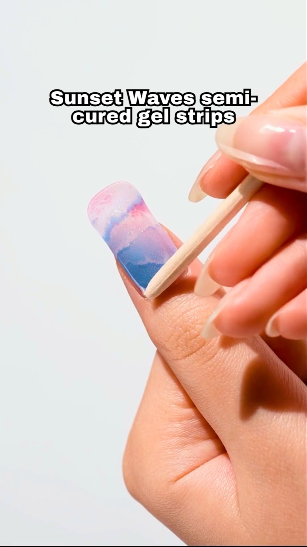 Sunset Waves - Semi-Cured Gel Nail Strips applied on real nails