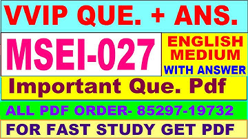 MSEI 027 important questions with answer in English | msei 027 Previous Year Question Paper